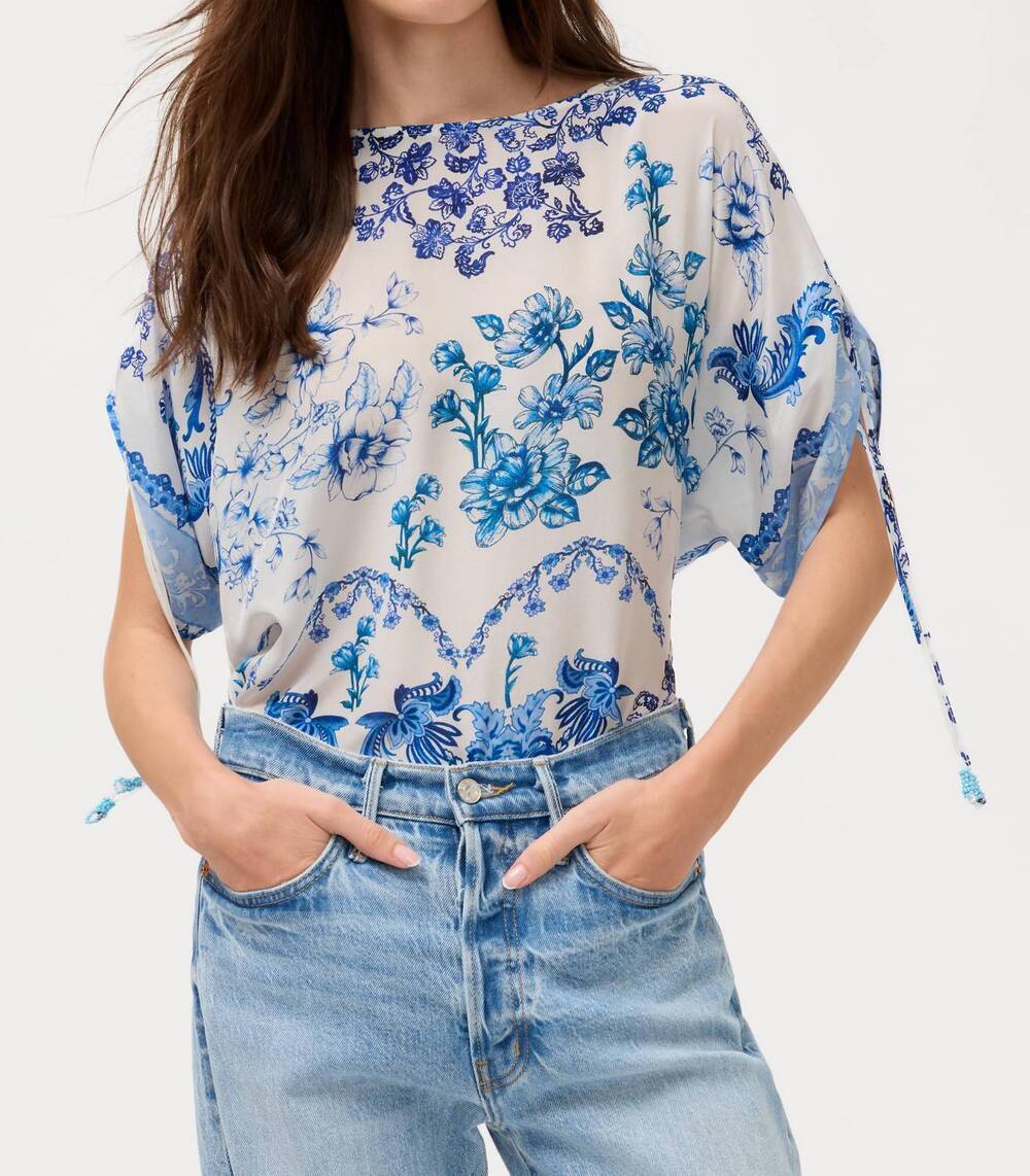 NEW JOHNNY WAS ruched sleeve blouse in vallora